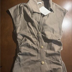 Zara Taupe Midi Dress with Button Detail